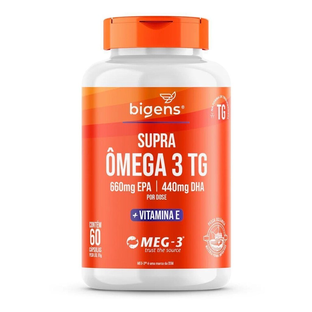 Supra Ômega 3 TG + Vitamina E - 60 Cápsulas - Bigens