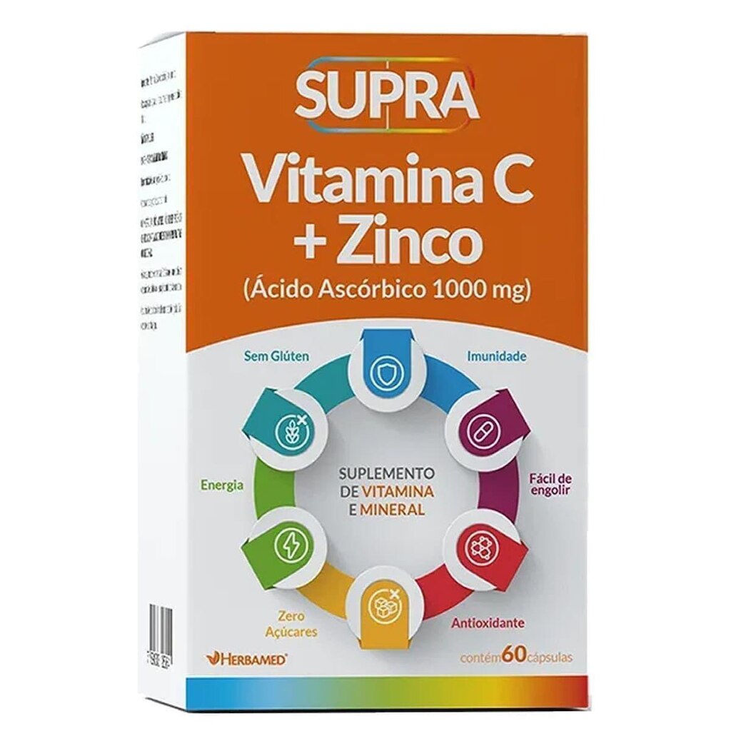 Supra Vitamina C + Zinco   60 Cápsulas   Herbamed