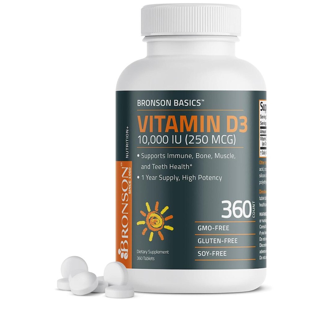 Suprimento De 10 Anos De Vitamina D3 Bronson 10.000 Ui (250 Mcg)