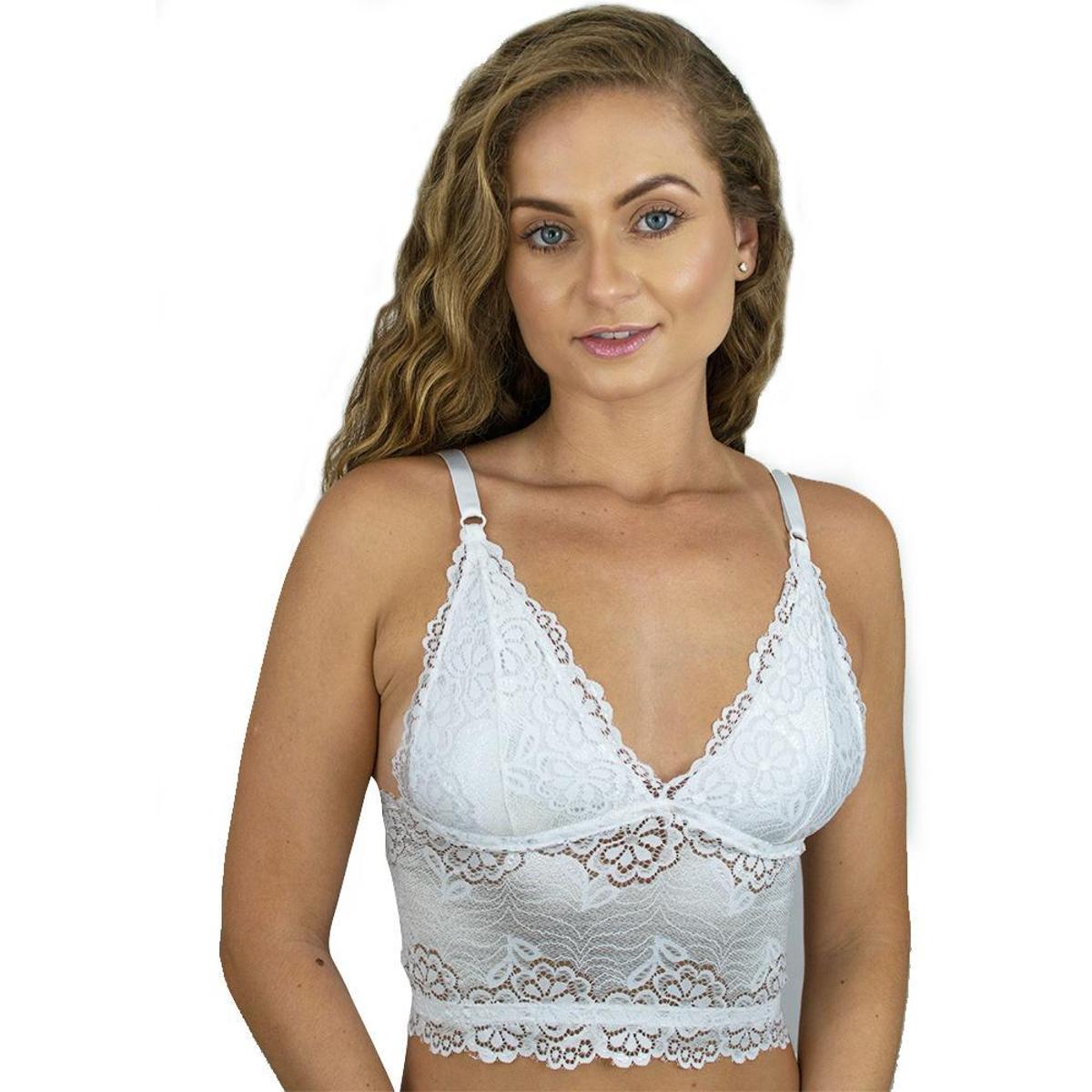 Sutiã Strappy Cropped de Renda Branco - Bibi - Amyle