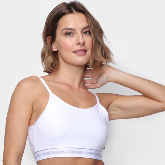 Sutiã Top Calvin Klein Alças CK One Basic - Branco Menor preço em Sutiã Top Calvin Klein Alças CK One Basic - Branco