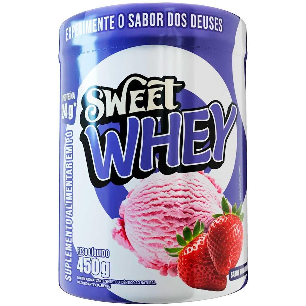 Sweet Whey Protein 24g Aminoácidos Bcaa Canibal 450g Morango