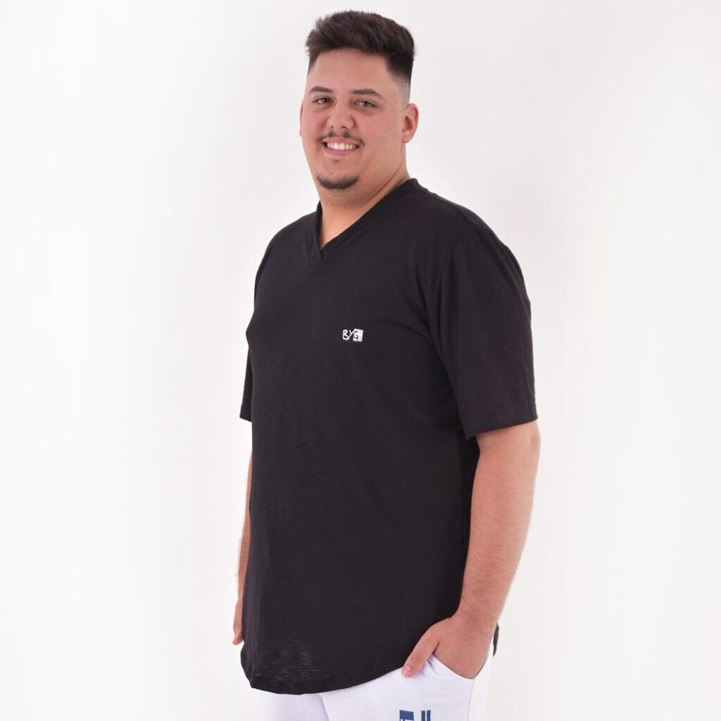 T-shirt BYG Long Line Gola V Plus Size