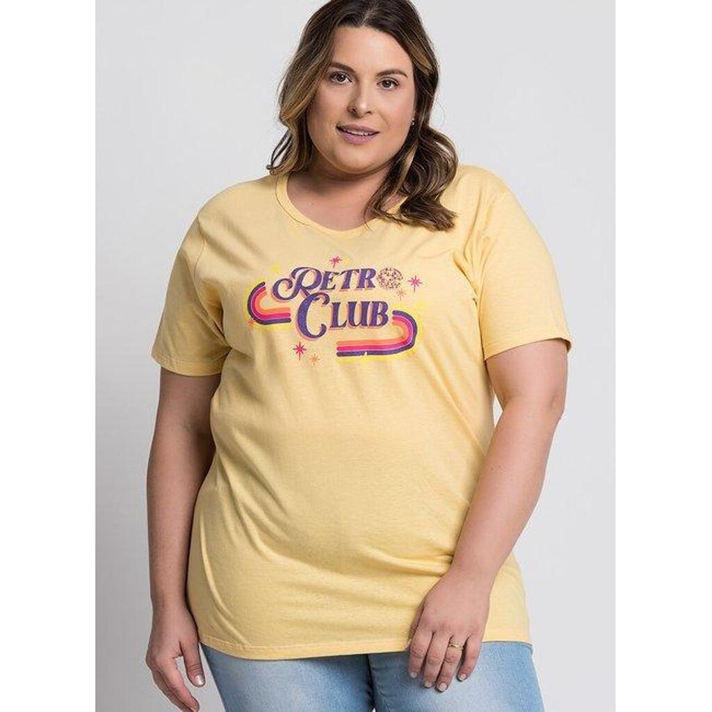 T-shirt Feminina Plus Size Estampada "Retro Club"- Serena