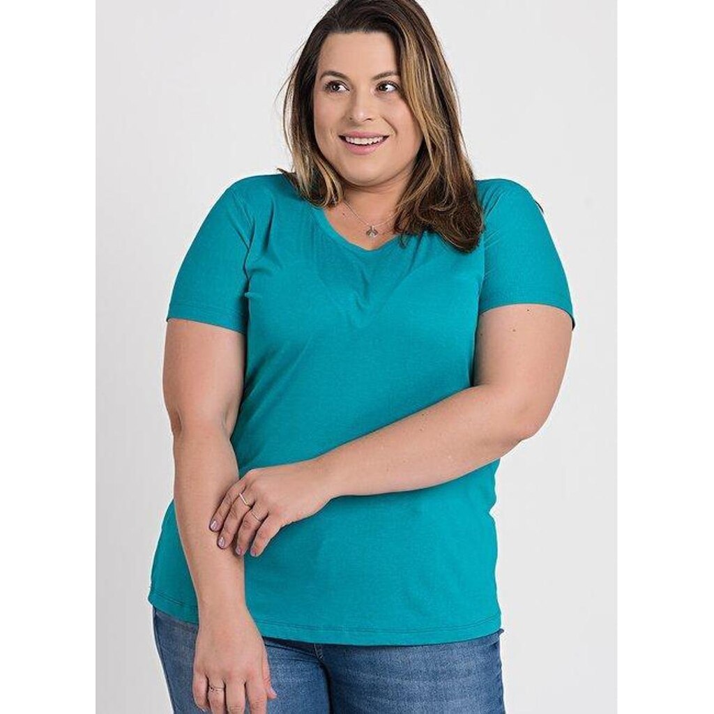 T-shirt Feminina Plus Size Visco Básica Decote Redondo - Serena