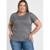 T-shirt Feminina Plus Size Visco Básica Decote Redondo - Serena - Mescla