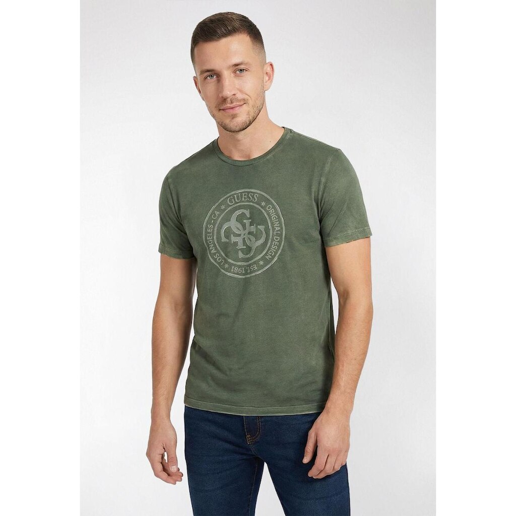 T-shirt Guess 4g Silk Relevo Verde Oliva