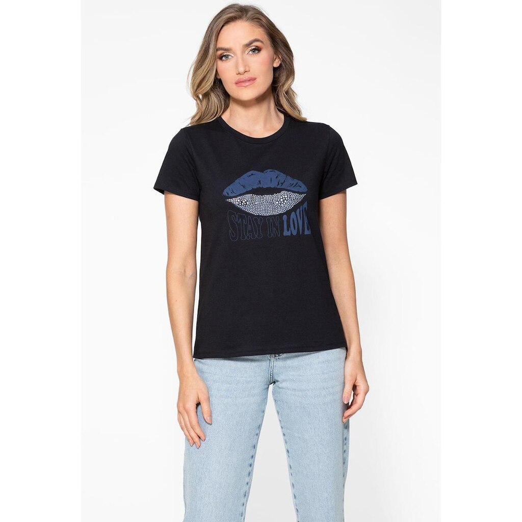 T-shirt Guess Silk Boca Hot Fix Preto