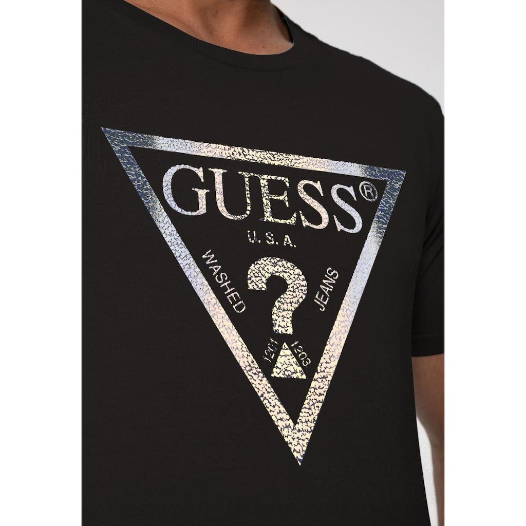 T-shirt Guess Triang Estampado Preto