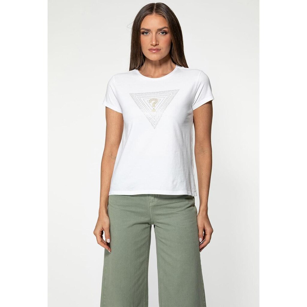 T-shirt Guess Triangs Hot Fix Branco