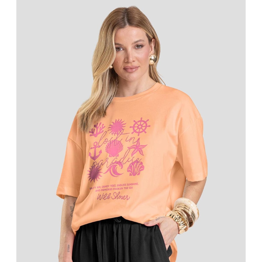 T-Shirt Oversized Feminina Dianna Laranja
