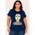 T-shirt Plus Size Estampa Artística em Malha Cor:;Tamanho:44;Gênero:Feminino - Azul