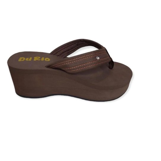 Tamaco Feminino Chinelo de Dedo Anabela Alto Plataforma DuRio - Tigresa - 37/38 - Marrom Menor preço em Tamaco Feminino Chinelo de Dedo Anabela Alto Plataforma DuRio - Tigresa - 37/38 - Marrom