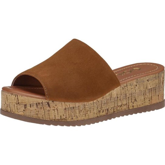 Tamanco Anabela Gigil Flatform Mule Feminino - Caramelo Menor preço em Tamanco Anabela Gigil Flatform Mule Feminino - Caramelo