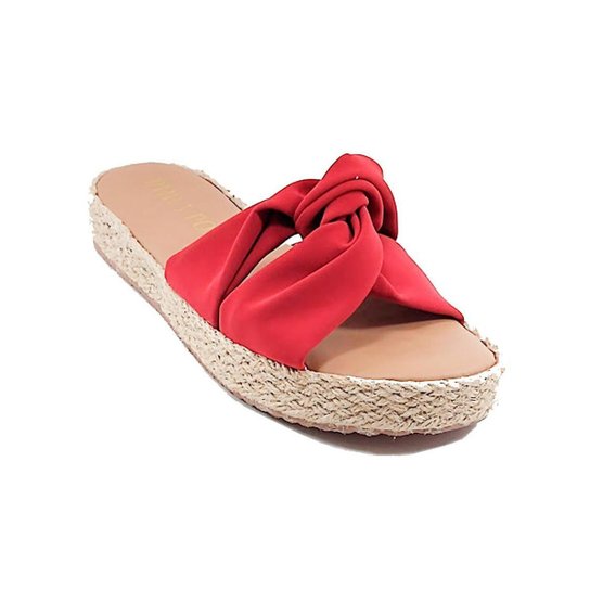 Tamanco Anabela Tira Trançada Nobuck Sola Corda Feminino - Vermelho Menor preço em Tamanco Anabela Tira Trançada Nobuck Sola Corda Feminino - Vermelho