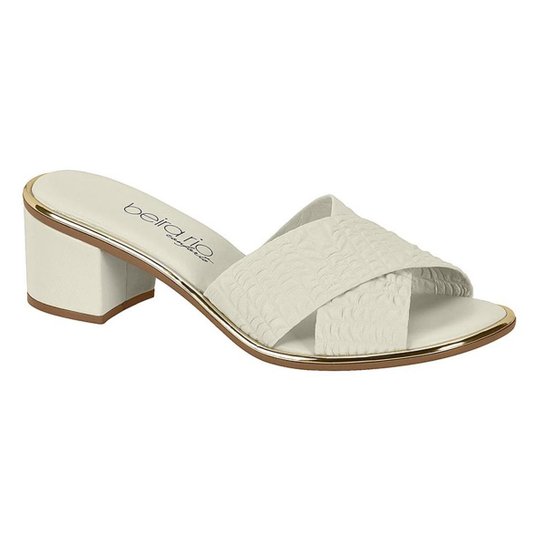 Tamanco Beira Rio Tiras Cruzadas Feminino - Off White Menor preço em Tamanco Beira Rio Tiras Cruzadas Feminino - Off White