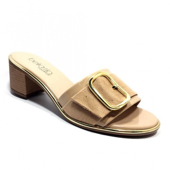 Tamanco Beira Rio Verniz Fivela Feminino - Bege Menor preço em Tamanco Beira Rio Verniz Fivela Feminino - Bege