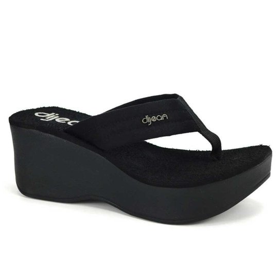 Tamanco de Dedo Plataforma Feminino Dijean 276 - Preto Menor preço em Tamanco de Dedo Plataforma Feminino Dijean 276 - Preto