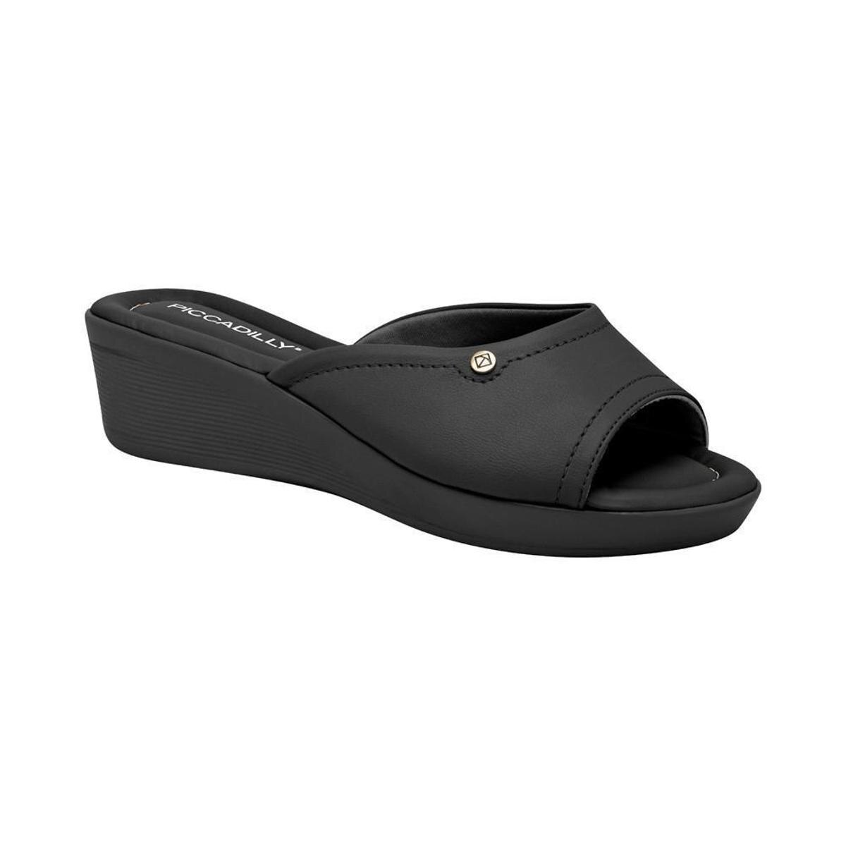 Tamanco Piccadilly Clarice Salto Médio Anabela 565018 - Preto | Netshoes