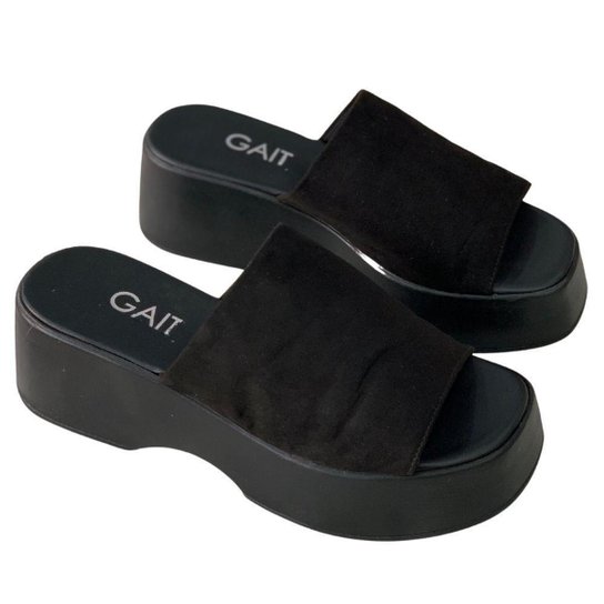 Tamanco plataforma tira larga - Preto Menor preço em Tamanco plataforma tira larga - Preto