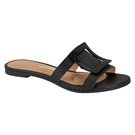 Tamanco Rasteira Feminina Casual Com Fivela Vizzano 6448.112 - Preto Menor preço em Tamanco Rasteira Feminina Casual Com Fivela Vizzano 6448.112 - Preto