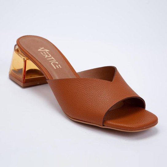 Tamanco Vértice Salto Médio Acrílico Amêndoa Feminino - Marrom Menor preço em Tamanco Vértice Salto Médio Acrílico Amêndoa Feminino - Marrom