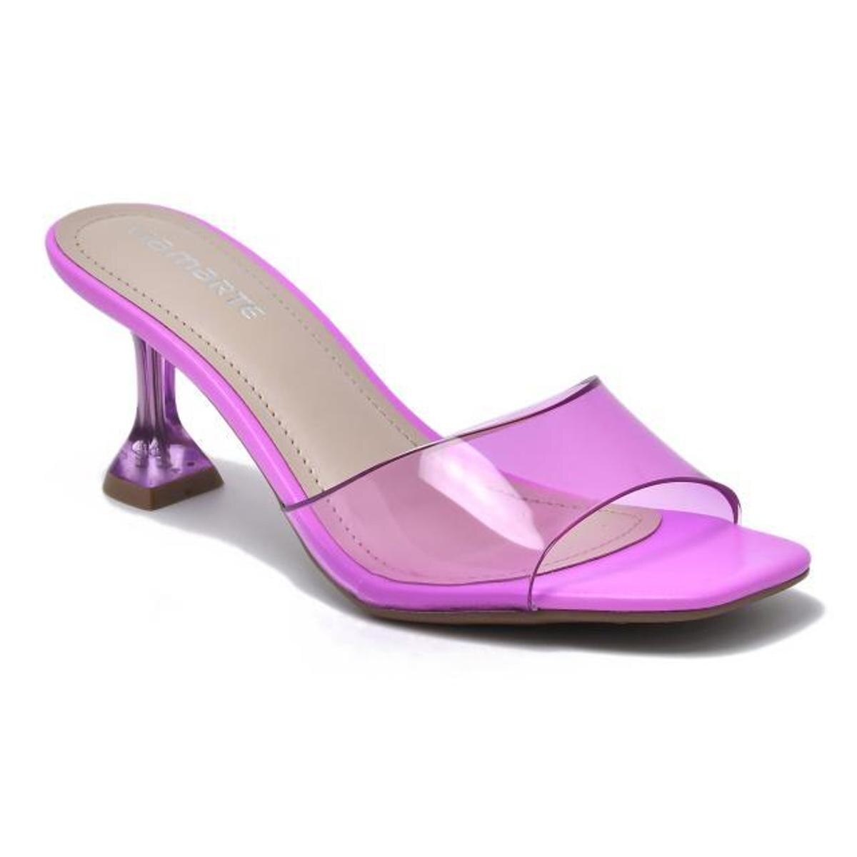 Tamanco Via Marte Salto Transparência Violeta - Violeta | Netshoes