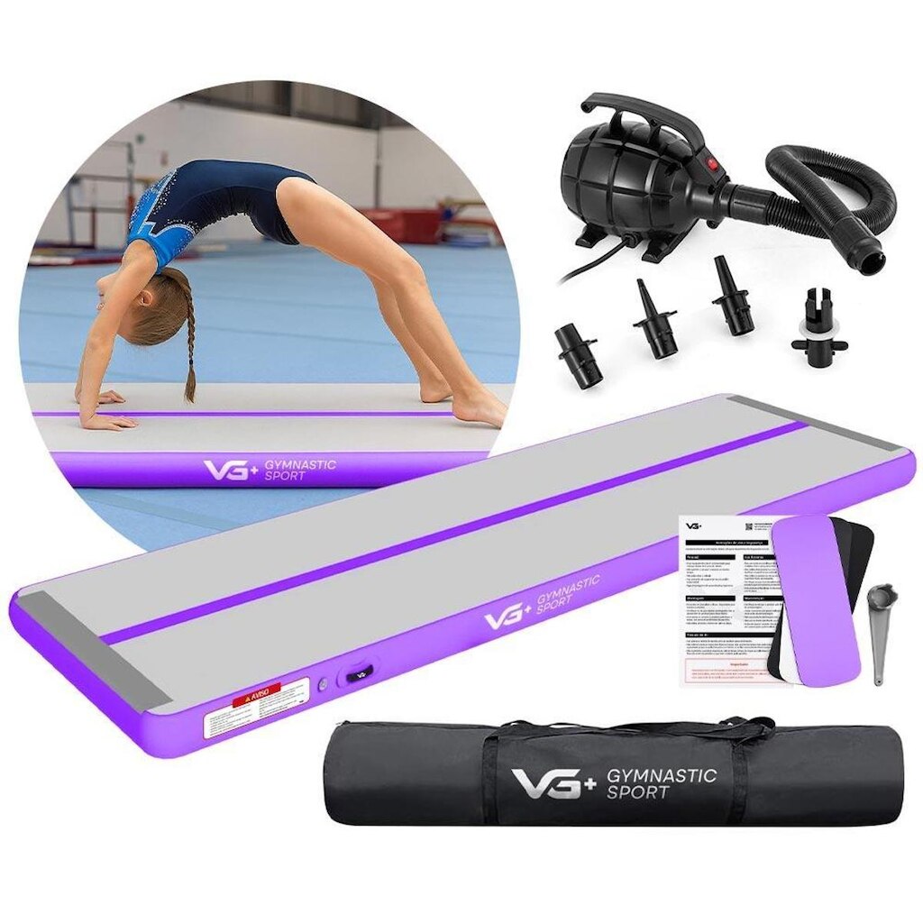 Tapete Colchão Ginástica Inflável 3 Metros Com Bomba Elétrica Vg Plus 110V