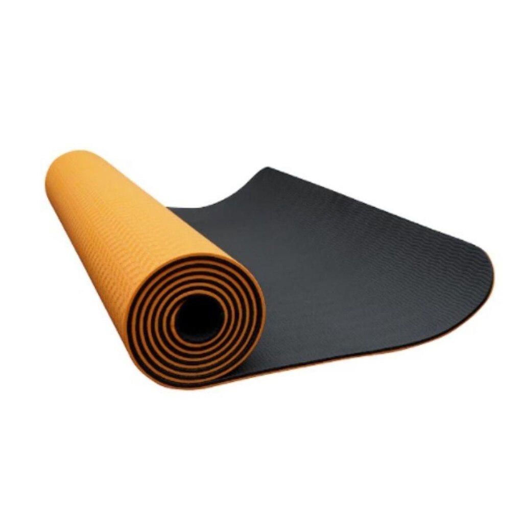 Tapete dupla face para yoga polyester preto com laranja