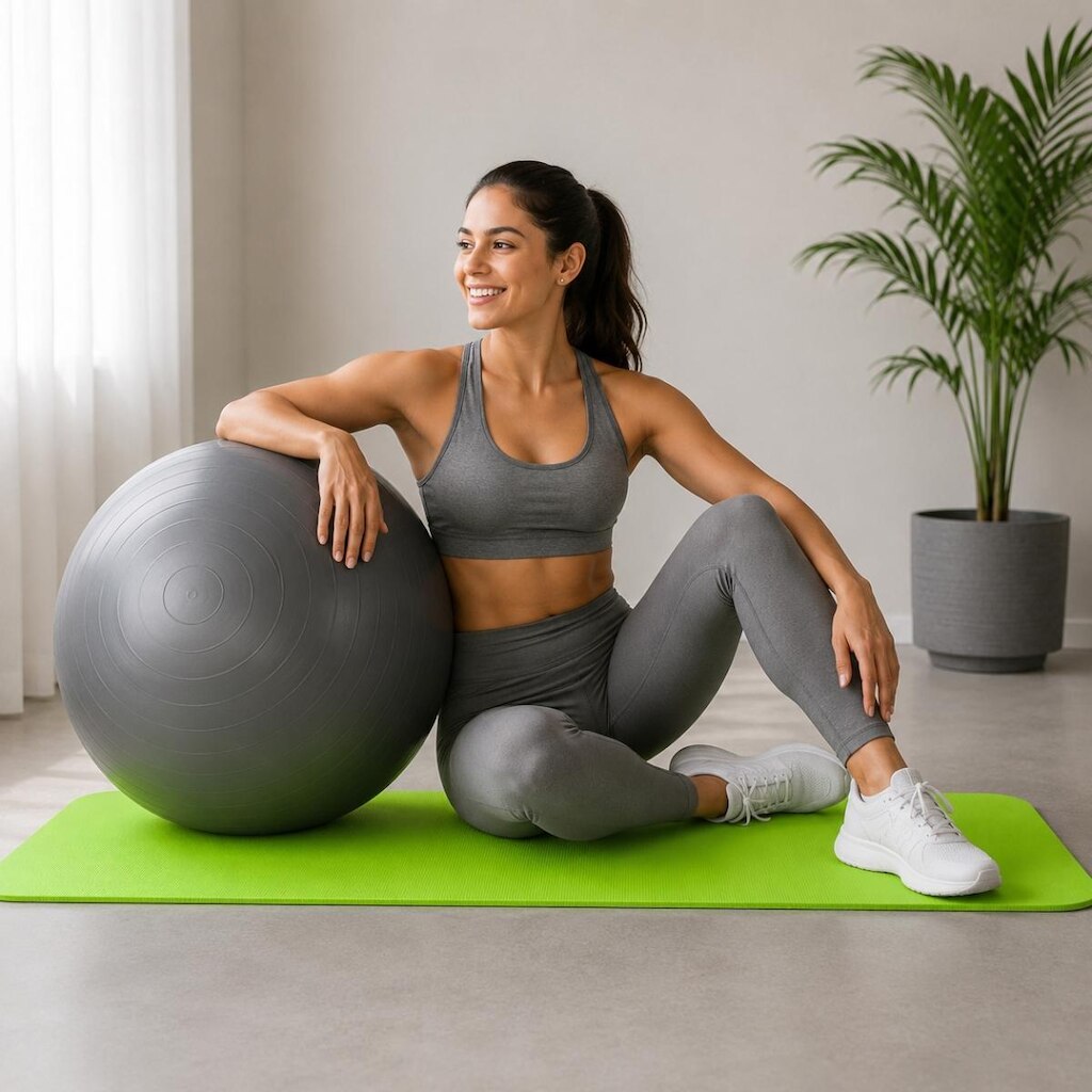 Tapete EVA + Bola Yoga Antiestouro 65cm Pilates Funcional