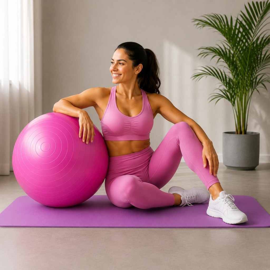 Tapete EVA + Bola Yoga Antiestouro 65cm Pilates Funcional