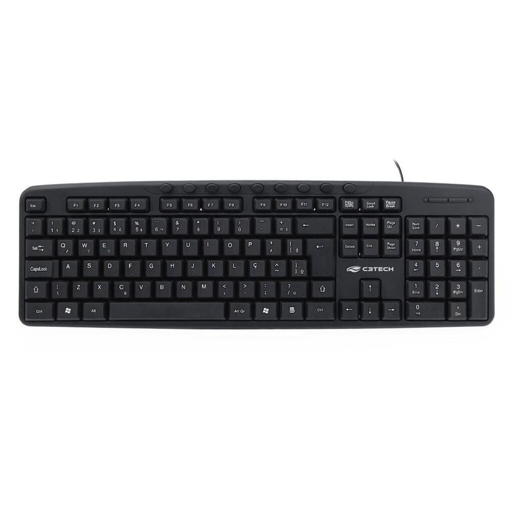 Teclado C3Tech Multimídia, com Fio, ABNT2, USB, Preto - KB-M40BK