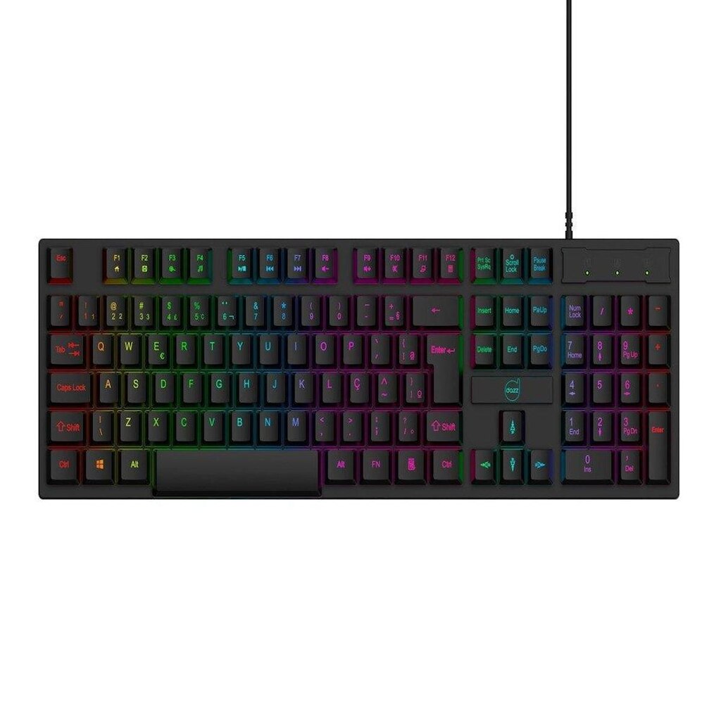 Teclado Gamer Dazz GTE1000 Rainbow, Anti Ghosting, ABNT2, USB, Preto - 62000177