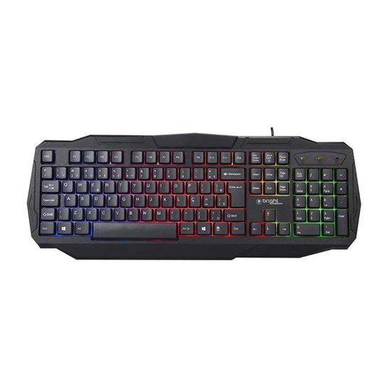 Teclado Gamer LED USB Qwerty Abnt2 464 Bright - Preto