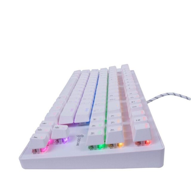 Teclado Gamer Mecanico Wolf Rainbow OEX Game TC605 Branco