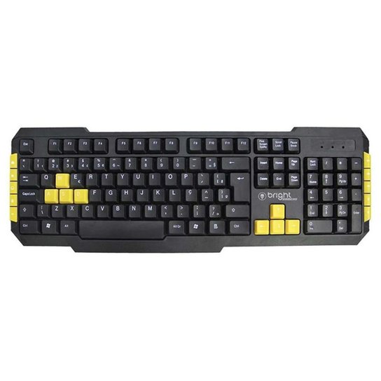 Teclado Gamer Multimídia Usb Qwerty Abnt2 183 Bright - Preto