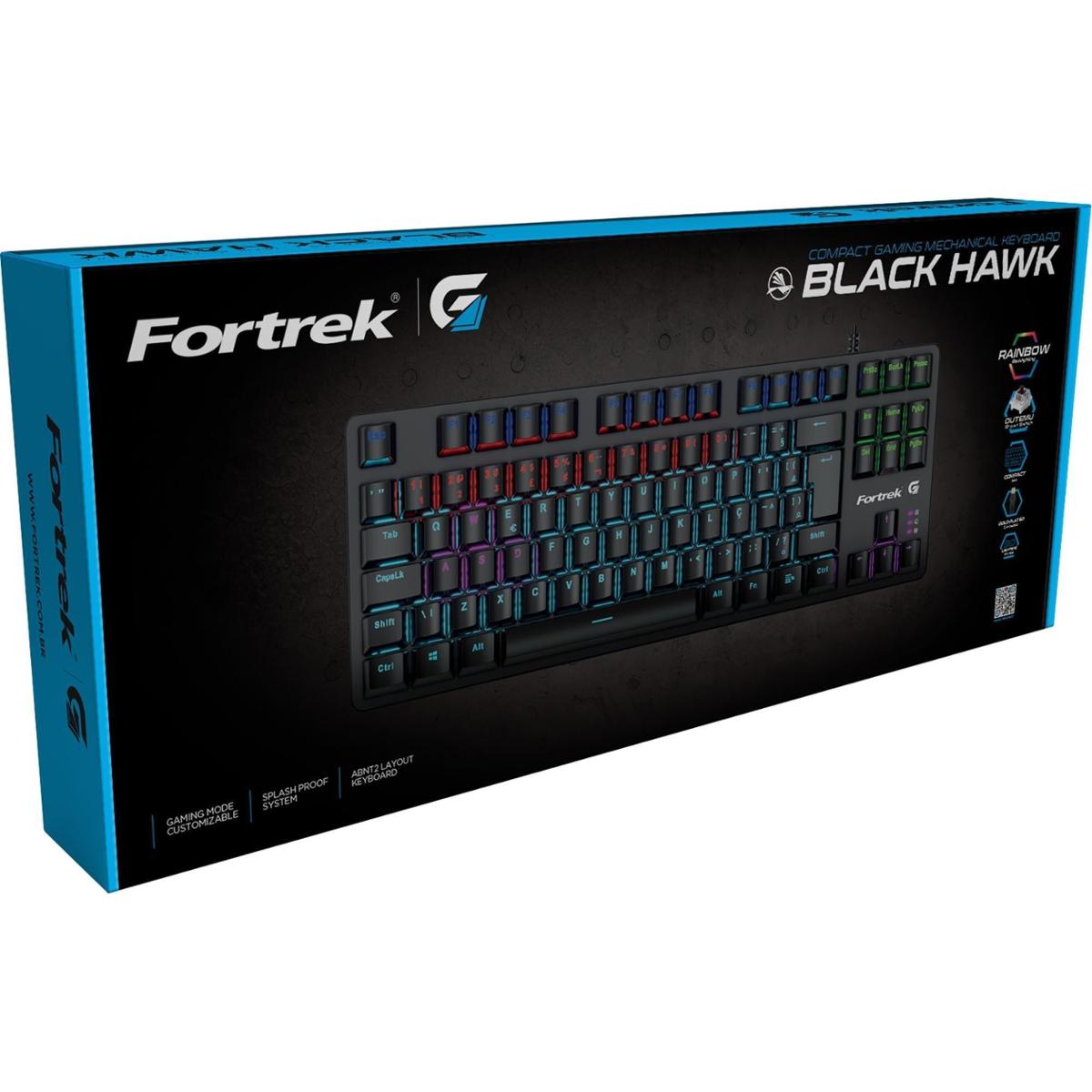 Teclado Mecânico Fortrek Black Hawk Compacto, Rainbow, Switch Brown ...