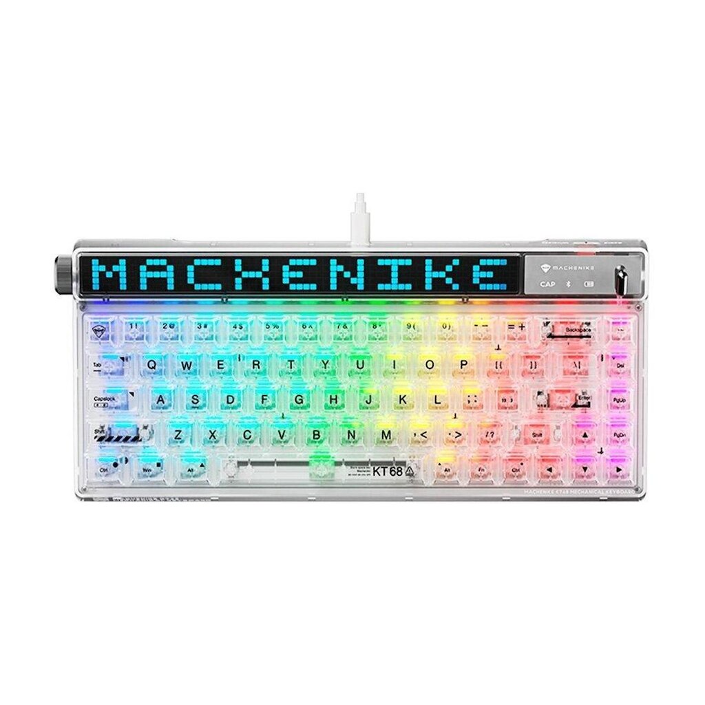 Teclado Mecânico Gamer Machenike KT68-B68W Pro, 65%, Switch Gateron North Pole Linear,