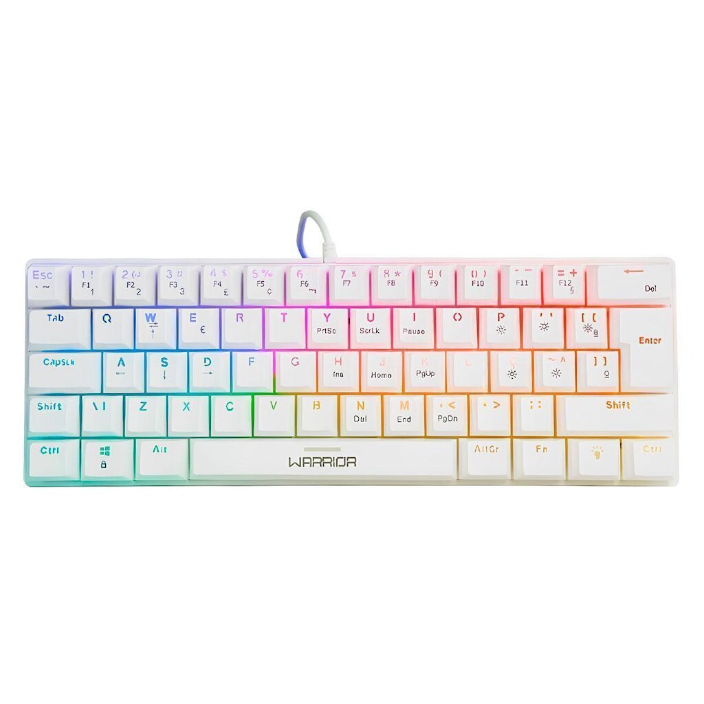 Teclado Mecânico Gamer Multilaser Warrior Royal - ABNT2 - Formato 60% - Switch Blue - RGB - Branco
