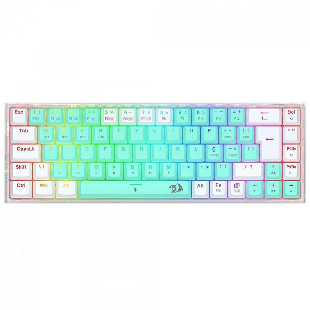 Teclado Mecânico Gamer Redragon Castor Pro, Wireless, Bluetooth, Switch Gentle Mine, ABNT2, 65%, Br