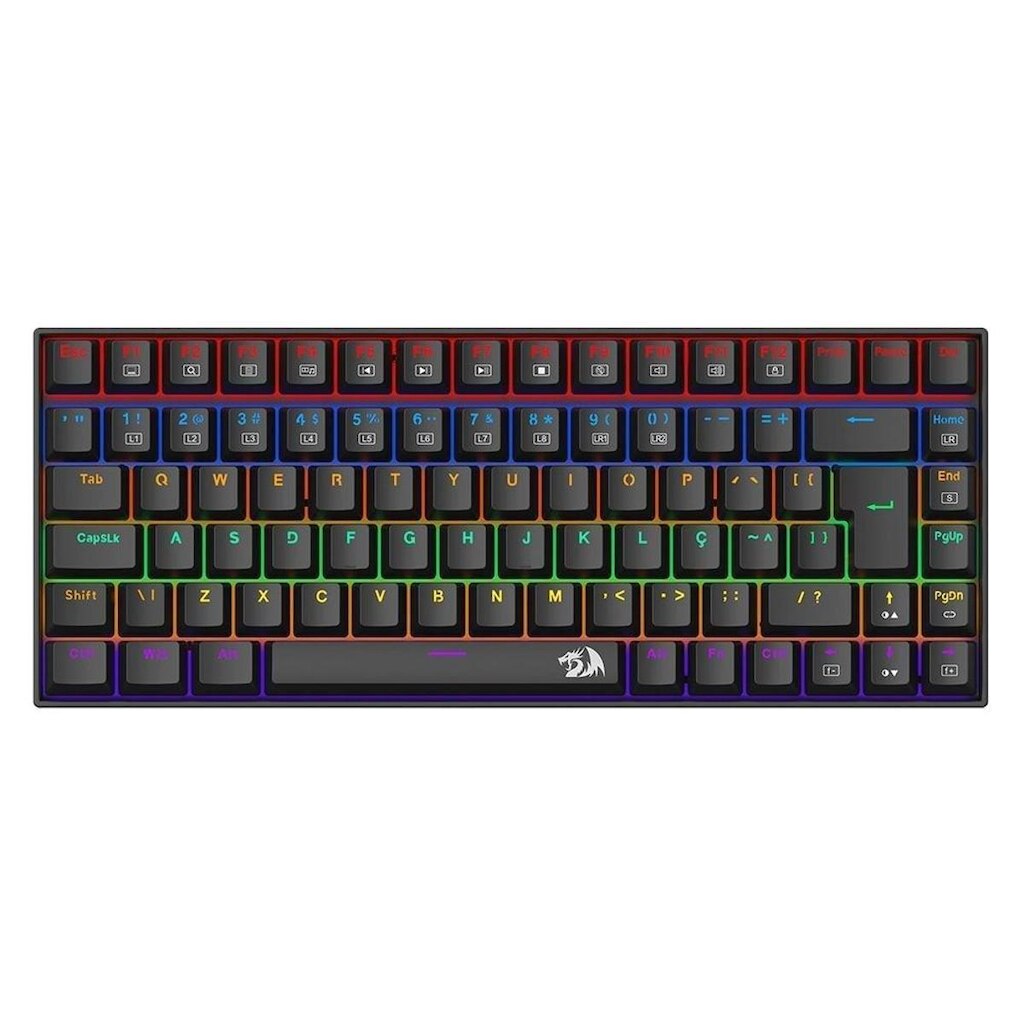 Teclado Mecânico Gamer Redragon Phantom, Iluminação Rainbow, Switch Marrom, Cabo USB-C Removível,