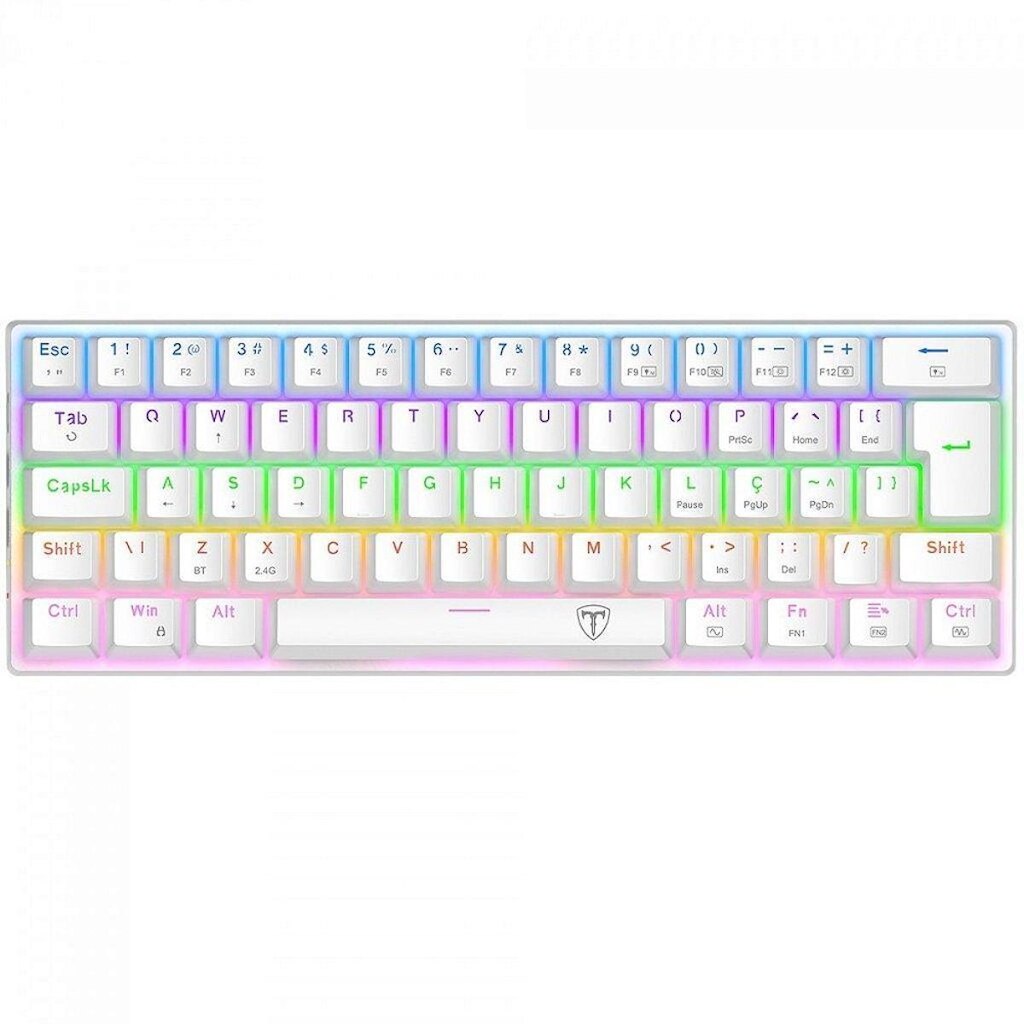 Teclado Mecânico Gamer T-Dagger Arena Pro, Rainbow, Wireless/Bluetooth, Switch Brown, 60%, ABNT2, B