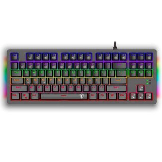 Teclado Mecânico Gamer T-Dagger Bali Rainbow Preto Switch Azul ABNT2