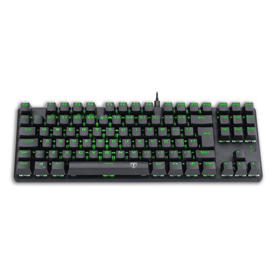 Teclado Mecânico Gamer T-Dagger Bora Preto Led Green Switch Azul ABNT2 - Preto