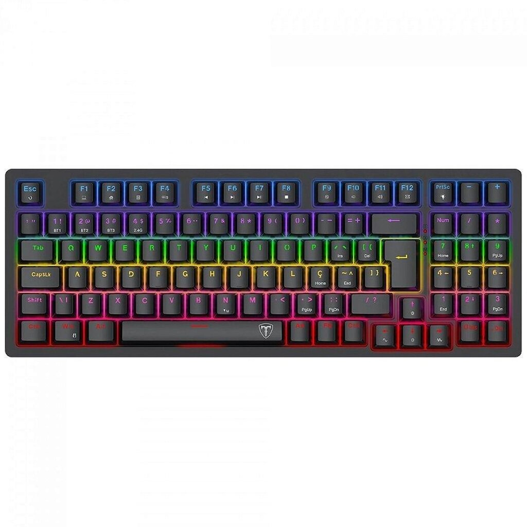 Teclado Mecânico Gamer T-Dagger Holysword, Rainbow, Wireless/Bluetooth, Switch Brown, ABNT2, Preto