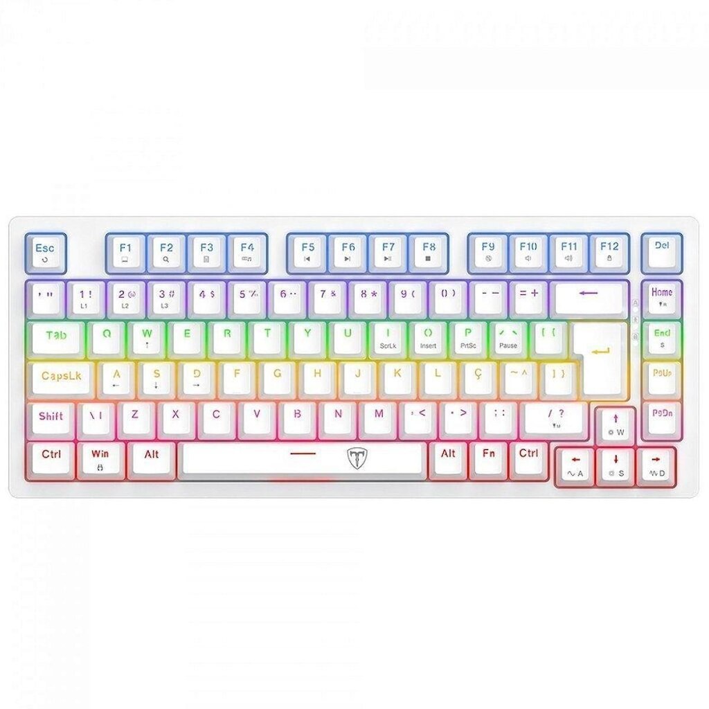 Teclado Mecânico Gamer T-Dagger Megatre, Rainbow, Switch Brown, 75%, ABNT2, Branco - Branco - Uniss