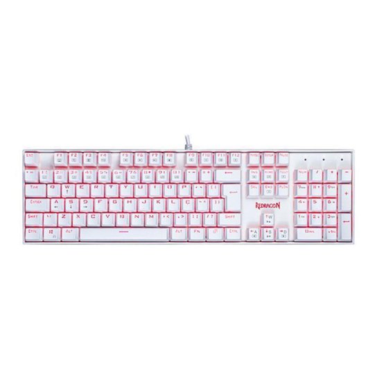 Teclado Mecanico Redragon Mitra Lunar White Led Switch Brown K551W PT-BROWN - Branco