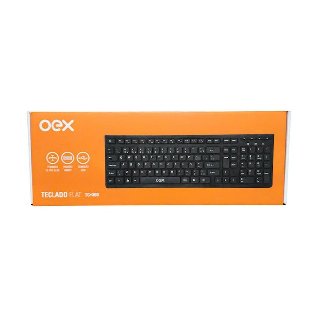 TECLADO MULTÍMIDIA COM FIO OEX TC300 FLAT 104 TECLAS PRETO