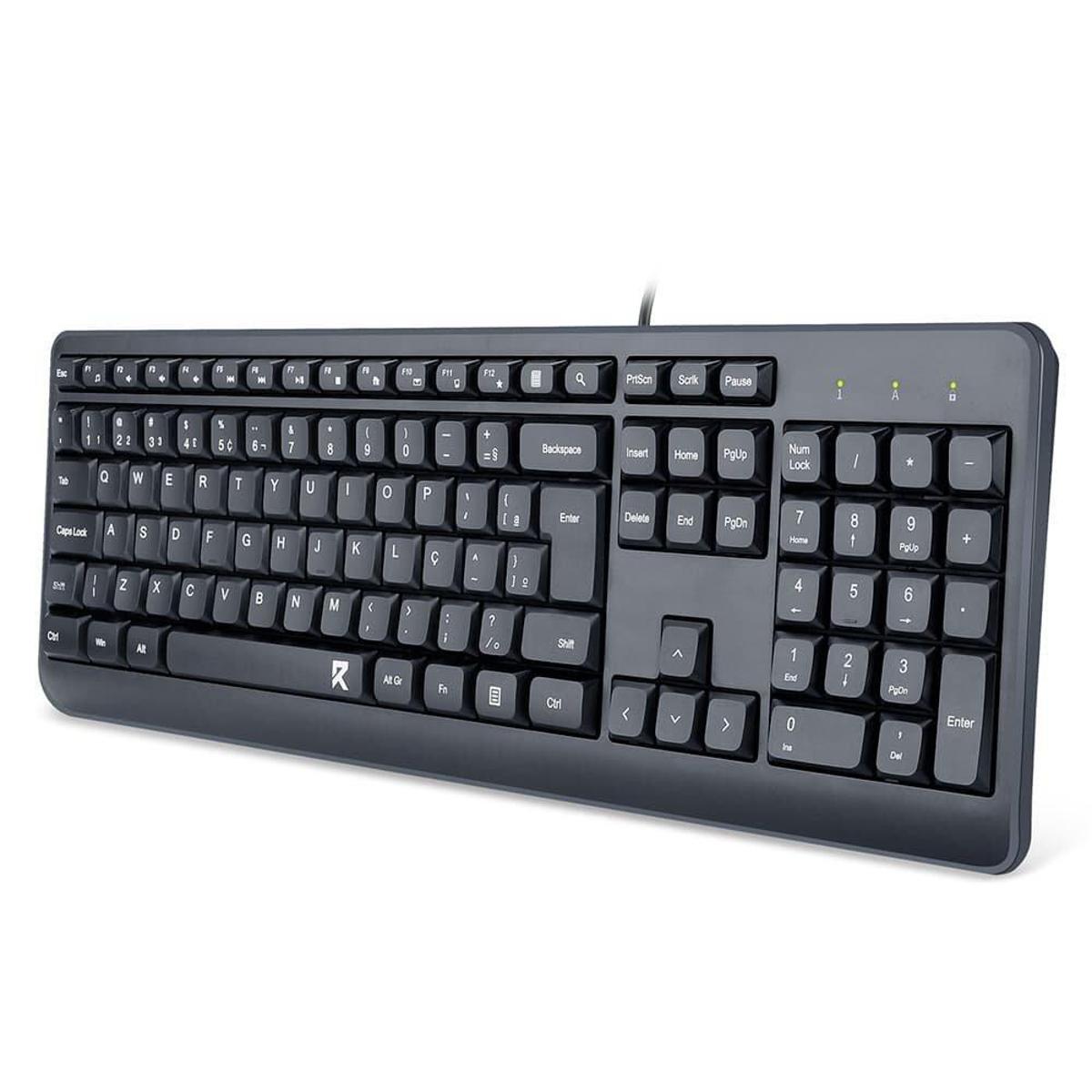 Teclado Office Redragon Membrana, Full Size, ABNT2, Preto - BK-7092 PT ...