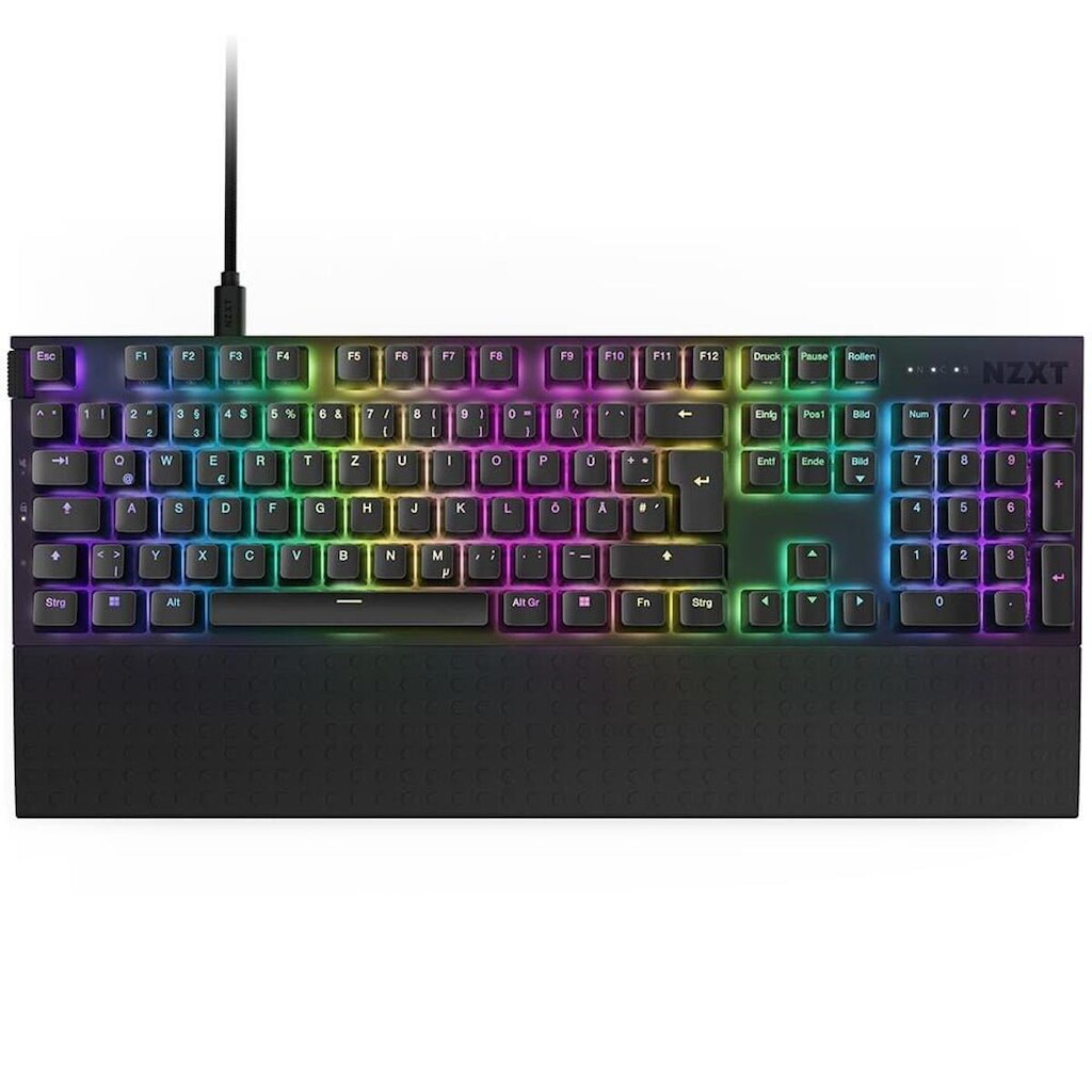 Teclado Óptico Gamer NZXT Function 2 Full Size, RBG, USB-C, Layout US, Preto - KB-001NB-US